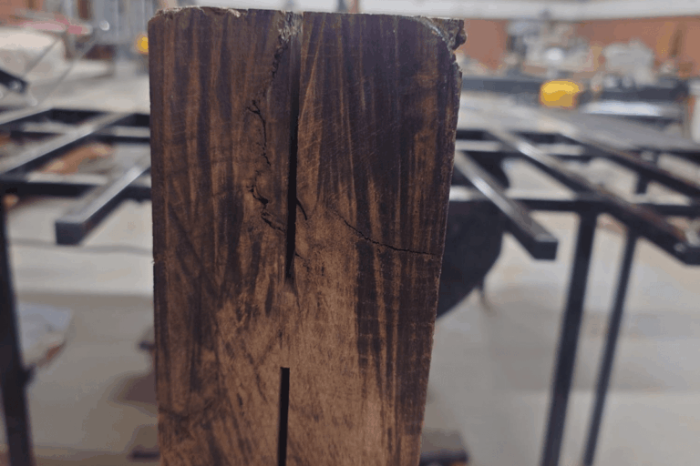 Reclaimed oak for custom designed shelf