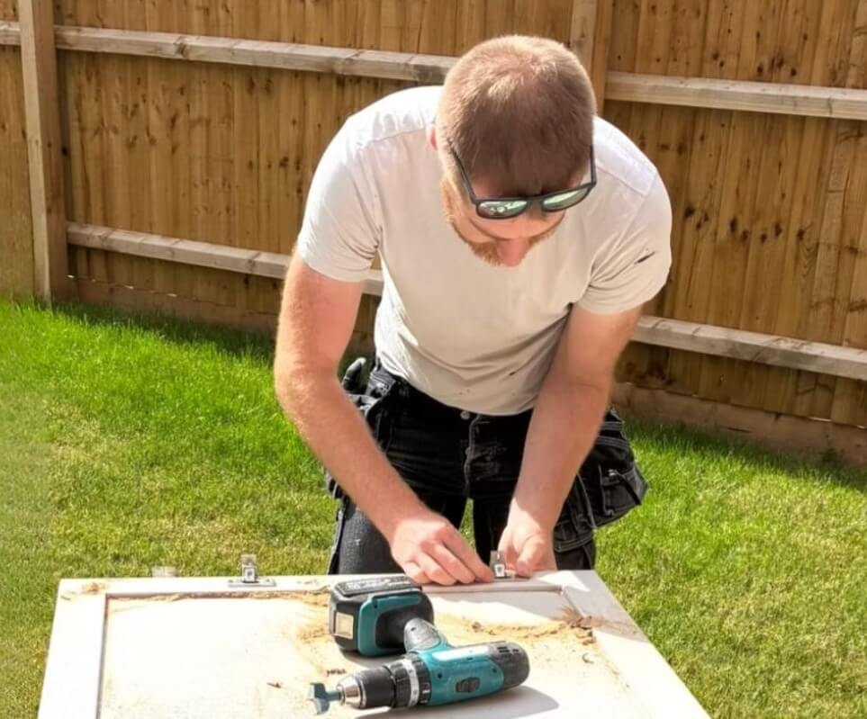 Alex from AM Joinery working on a custom joinery project in Warwickshire