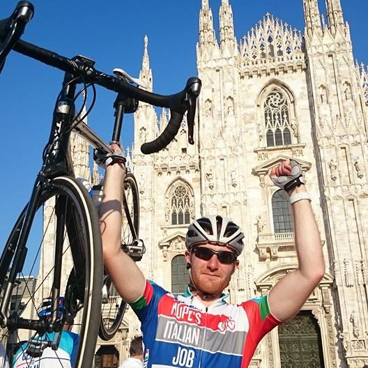 Alex of AM Joinery cycling in Italy