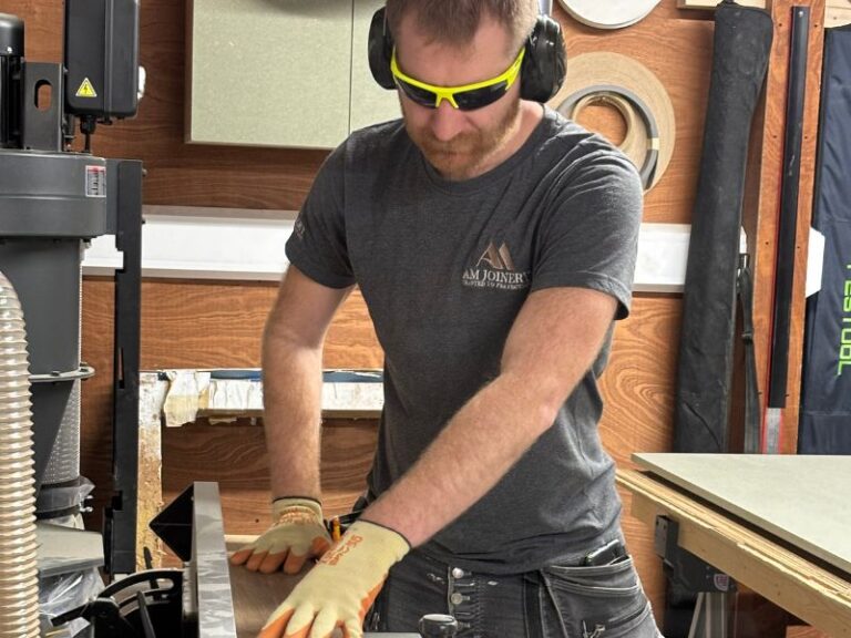 Alex Meadows working on bespoke joinery project