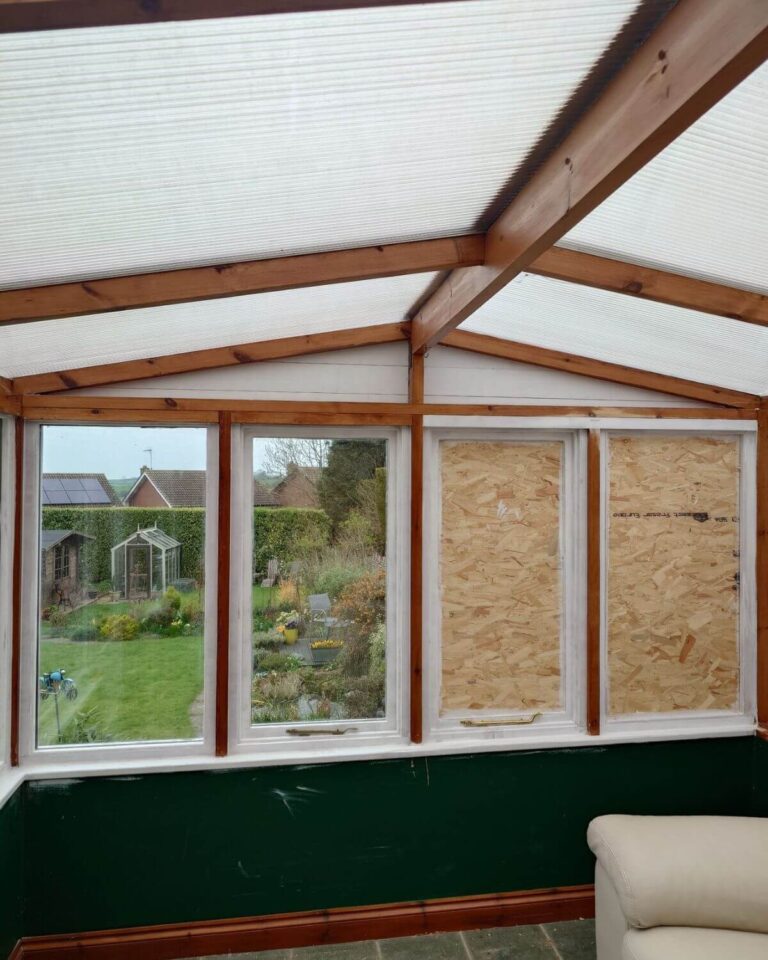 Conservatory window renovation with new timber frames