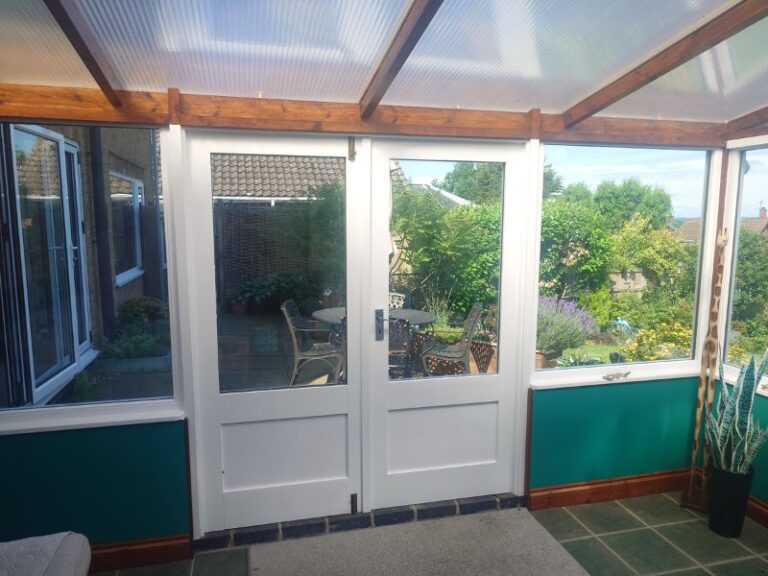 Restored original timber conservatory doors