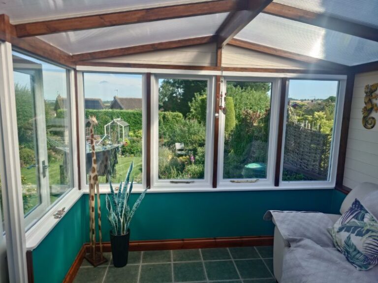 Restored original timber conservatory windows in Warwickshire