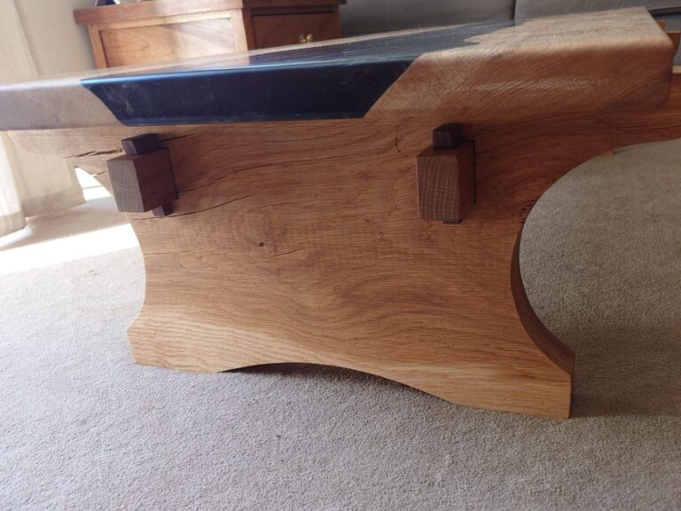 Traditional through tenon joinery handcrafted in solid oak