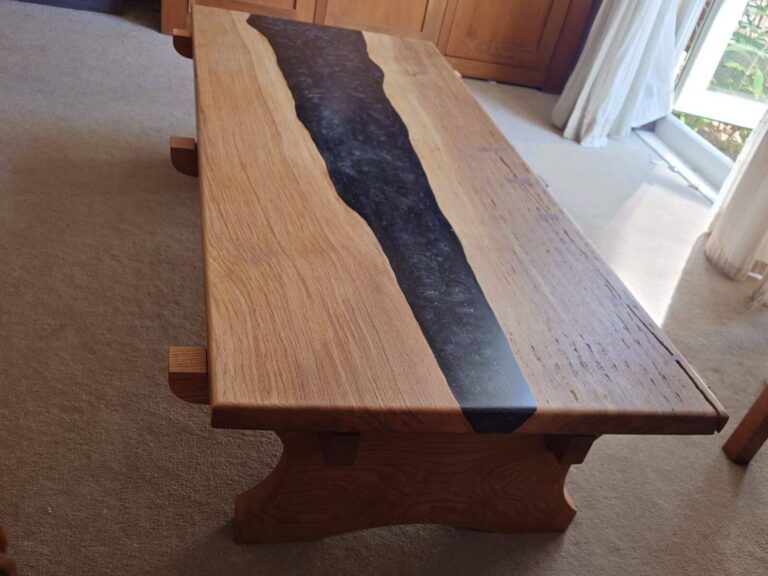Japanese-inspired Chabudai coffee table handcrafted from live-edge oak